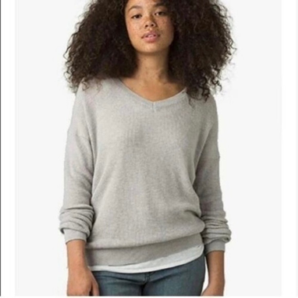 PRANA‎ MILANI Gray Waffle Knit Organic Cotton & Wool Sweater S